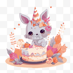 生日兔子生日蛋糕图片_可愛的生日快樂 向量