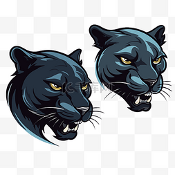 黑豹剪贴画 两个黑豹头是一个标