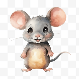 水彩老鼠可爱卡通