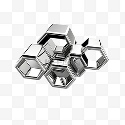 抽象六边形镀铬 3d 孟菲斯形状