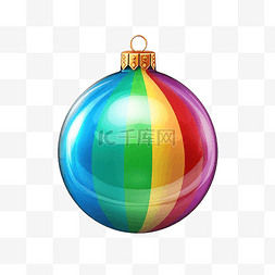 彩虹圣诞树玩具或球体积和逼真的