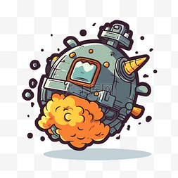 卡通宇宙飞船使用爆炸喷射剪贴画