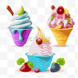 四个冰淇淋图片_冰凍酸奶 向量