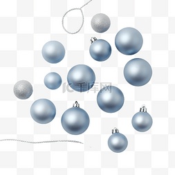 2020图片_柔和的灰色圣诞经典蓝色球