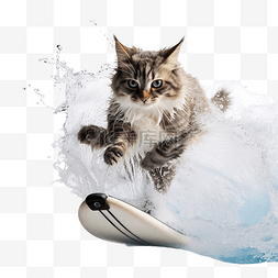 猫玩冲浪