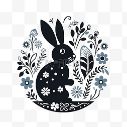 装饰剪影卡通装饰图片_复活节快乐贺卡卡通兔子剪影