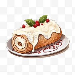 姜饼插画图片_圣诞卷奶油甜点 Illutraton 十二月矢
