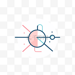 粉色圆形图标图片_带有轮廓的蓝色和粉色圆形徽标的
