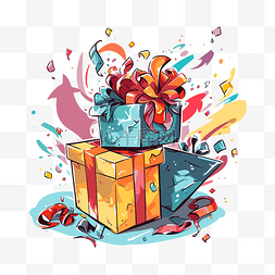 打開禮物图片_打开礼物剪贴画彩色插图与许多礼