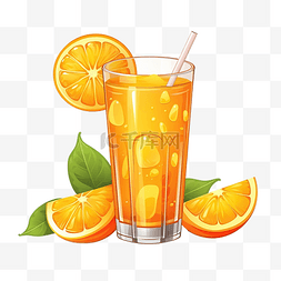 装橙汁的杯子图片_橙汁插图与玻璃和橙片