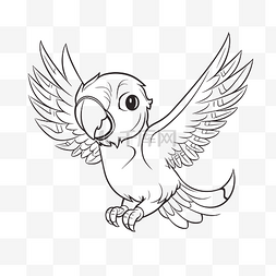 线描翅膀图片_可爱的小鹦鹉，白色背景上有翅膀