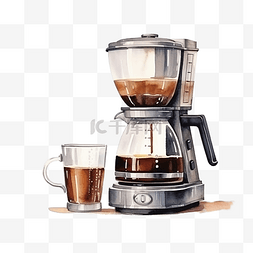 早晨的咖啡图片_水彩咖啡机