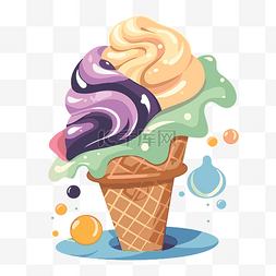 清脆口味图片_冰淇淋剪贴画冰淇淋华夫饼锥体与