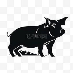 猪剪影小猪图片_猪动物剪影