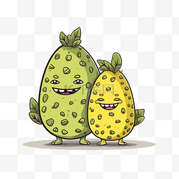 etrog剪贴画两个可爱的卡通水果与