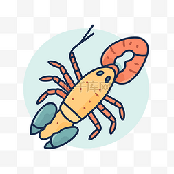 橙色和白色的黄色身体龙虾的平面