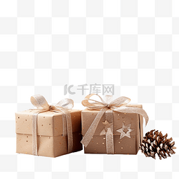 木板上手工制作的圣诞礼品盒庆祝