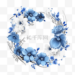 方形旗图片_藍色花卉框架