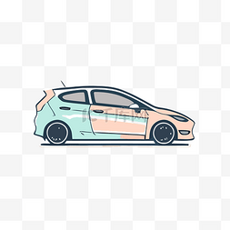 汽车轮廓标志图片_程式化的汽车颜色标志和图标插图
