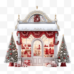 圣诞节礼物店图片_用树木装饰圣诞节的节日商店