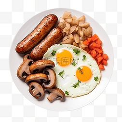 叉子盘子刀图片_盘子早餐菜单，包括鸡蛋鸡肉香肠