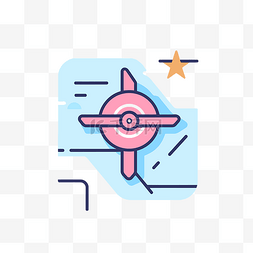 古巴图片_带有星星和螺旋桨的平面图标插图