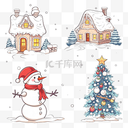 贺卡新年图片_卡通套装与一个有趣的玩具雪人