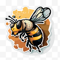 蜜蜂在表面上作为贴纸 向量