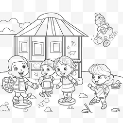 熊娃娃矢量图片_幼儿园着色书儿童卡通矢量插画