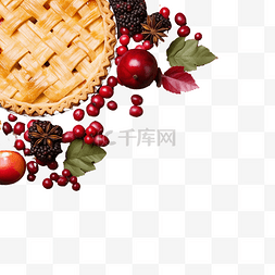 美味苹果图片_木质表面上的感恩节浆果和苹果各