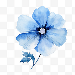 蓝色水彩简单花