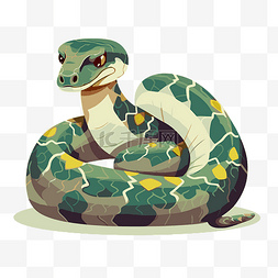 python图片_python剪贴画卡通风格的滑蛇坐在白
