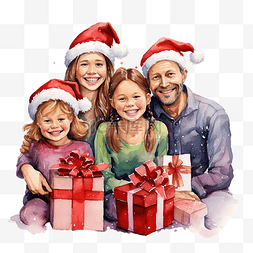 家人一起庆祝并享受圣诞礼物