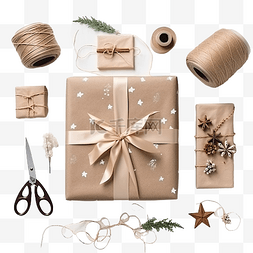 圣诞老人和框图片_自制包装圣诞礼物，配有工具和装