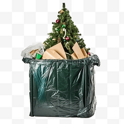生態環境污染图片_圣诞树上有塑料垃圾的令人惊讶的