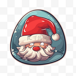 卡通圣诞老人坐在圆顶上红眼睛剪