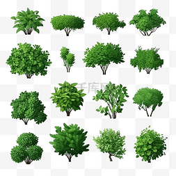 等距树木图片_等距树叶灌木 3D 通用场景收藏集