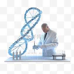 转基因微生物图片_3d 科学家做实验室研究科学家与 dn