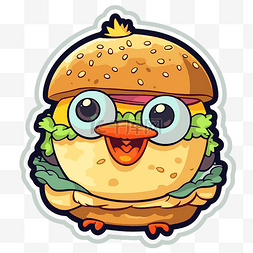 汉堡食品图片_omakoo 贴纸汉堡卡通食品贴纸儿童