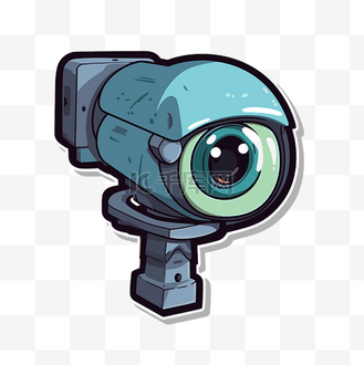 安全摄像头卡通滑稽的眼睛矢量图剪贴画