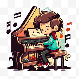 卡通鋼琴图片_彈鋼琴 向量