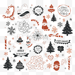 惠标志图片_带有圣诞符号和元素的圣诞矢量集