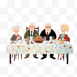 感恩节餐桌图片_祖父母和父母品尝圣诞晚餐