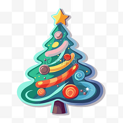 彩色抽象圣诞树图片_彩色卡通圣诞树与装饰品 向量