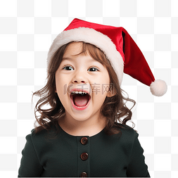 幽默的女孩图片_庆祝圣诞节的小女孩滑稽而友好地