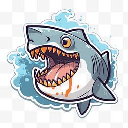 纸鲨鱼图片_卡通鲨鱼贴纸在水中剪贴画 向量