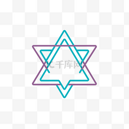 带有蓝色和紫色三角形的犹太星 