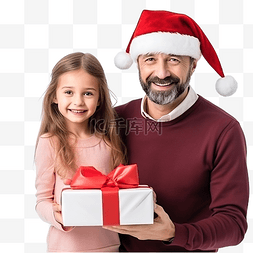 圣诞节概念爸爸和女儿在圣诞节交