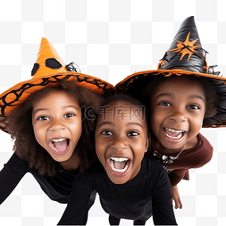 小孩在微笑图片_兴奋的非洲裔美国孩子在万圣节穿