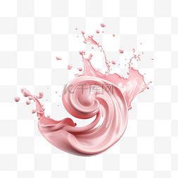 牛奶草莓飞溅图片_3d 草莓牛奶波纹漩涡飞溅隔离 3d 